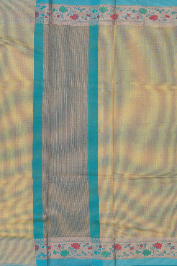 Kota Cotton Saree In Yellow With Checks Design