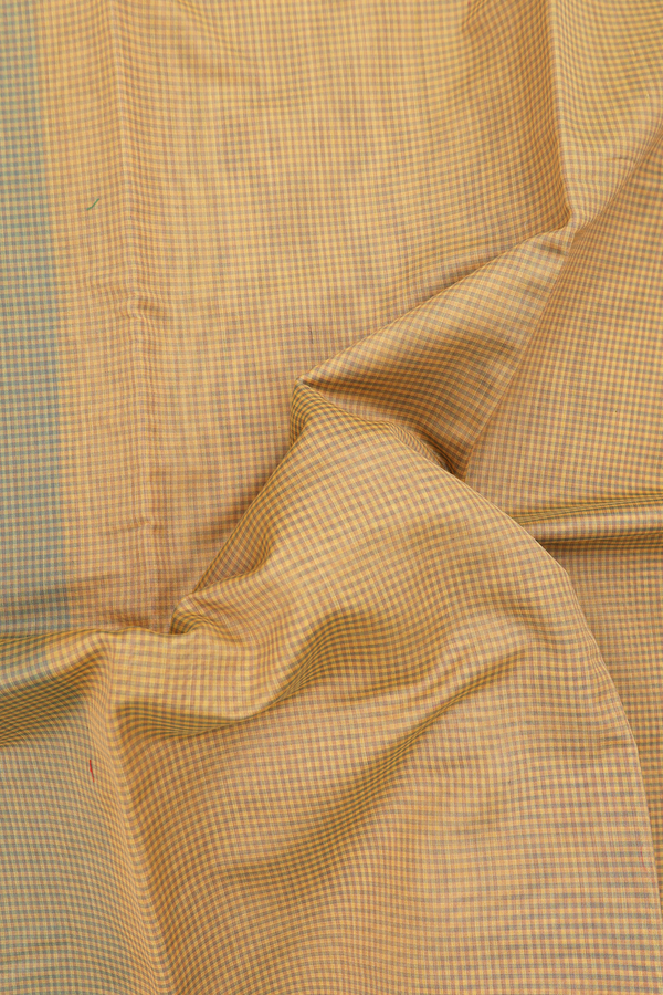 Kota Cotton Saree In Yellow With Checks Design