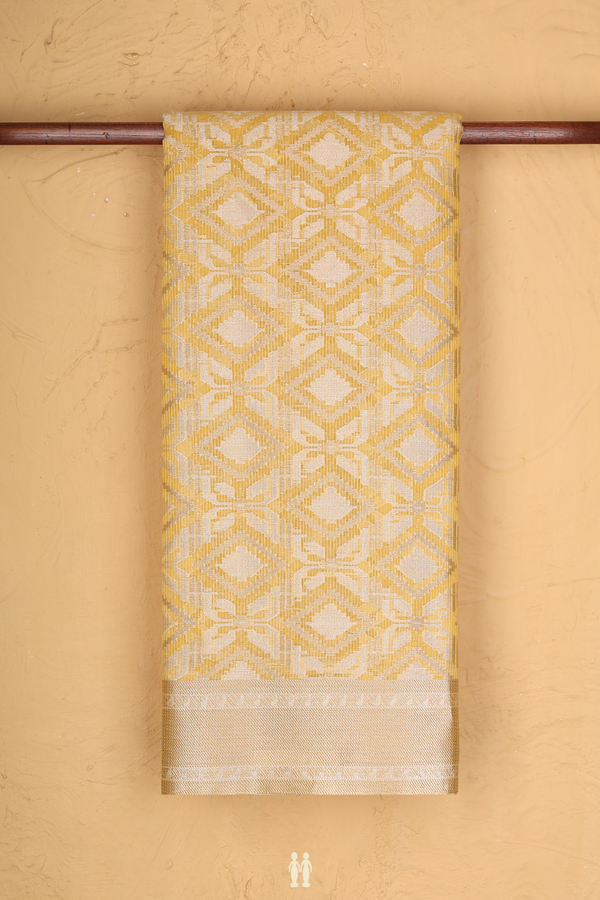 Kota Cotton Saree In Yellow With Diamond Design