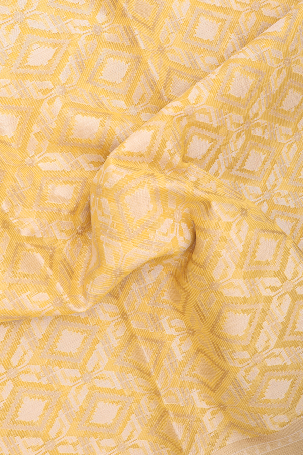 Kota Cotton Saree In Yellow With Diamond Design