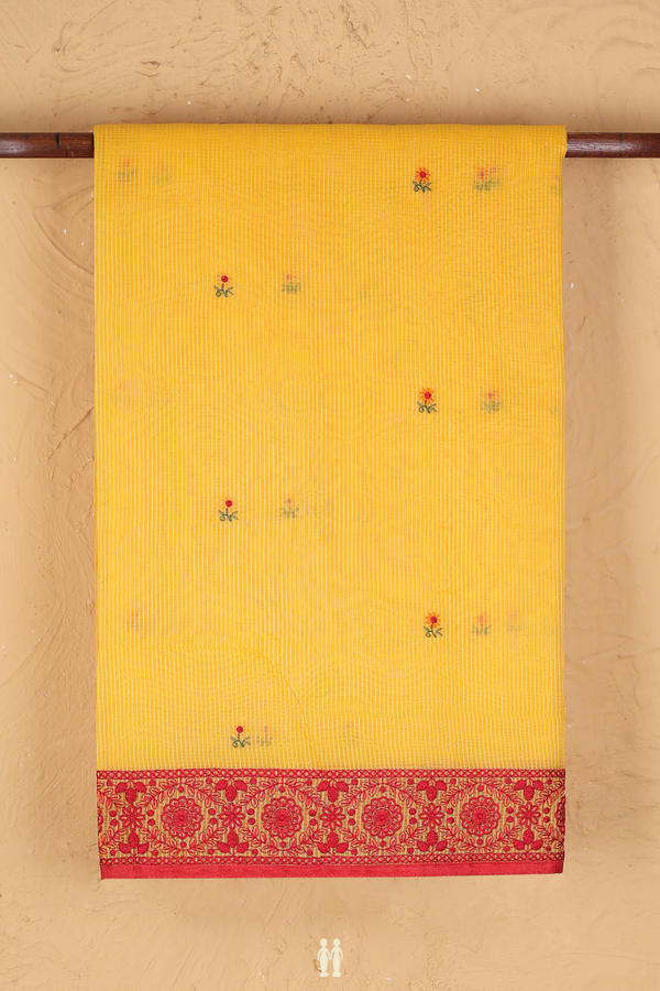 Kota Cotton Saree In Yellow With Floral Buttas
