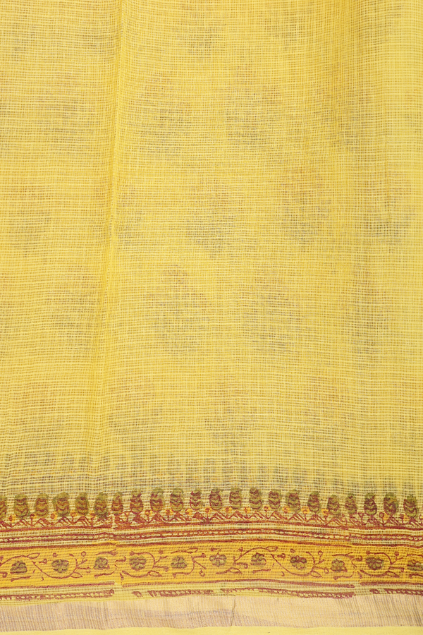 Kota Cotton Saree In Yellow With Floral Design
