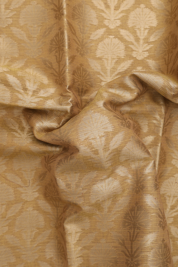 Kota Cotton Saree In Yellowish Brown With Floral Design