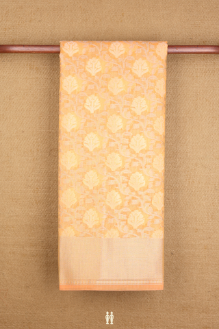 Kota Cotton Saree In Yellow With Floral Threadwork Design