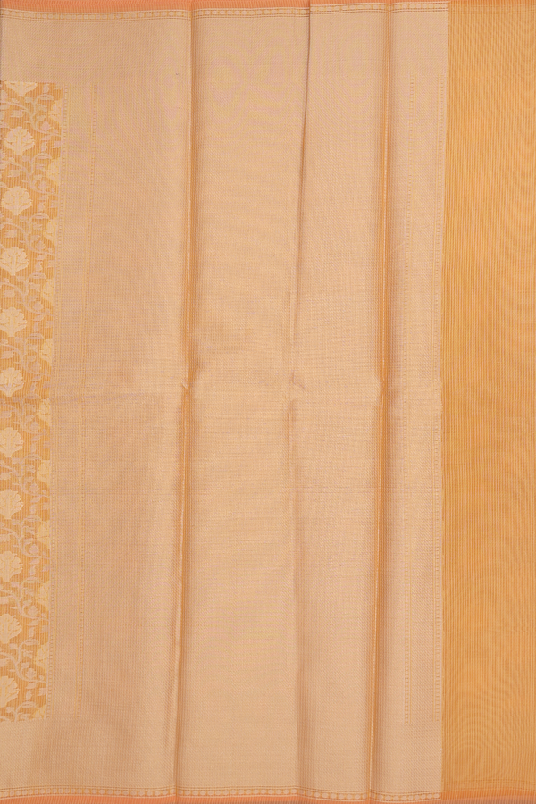 Kota Cotton Saree In Yellow With Floral Threadwork Design