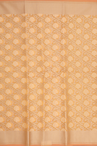 Kota Cotton Saree In Yellow With Floral Threadwork Design