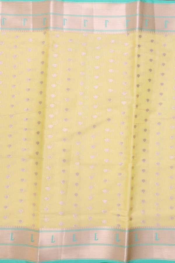 Kota Cotton Saree In Yellow With Zari Buttas