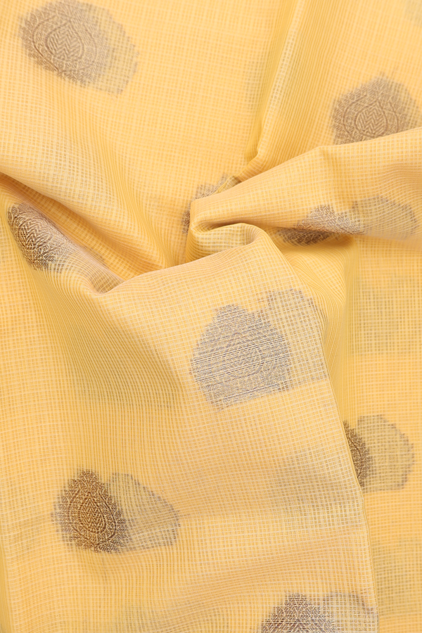 Kota Cotton Saree In Yellow With Zari Motifs