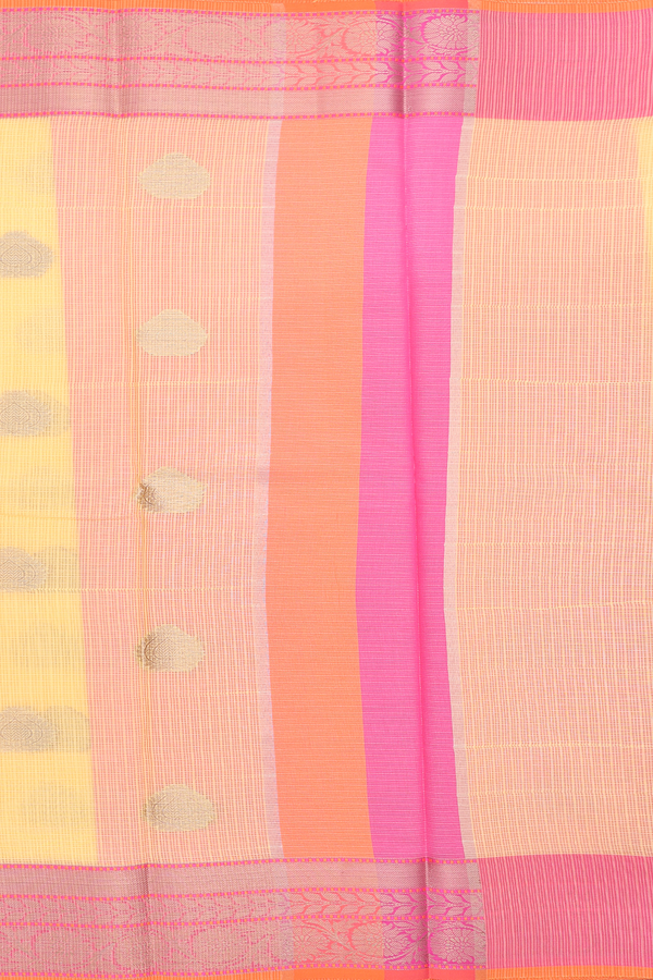 Kota Cotton Saree In Yellow With Zari Motifs