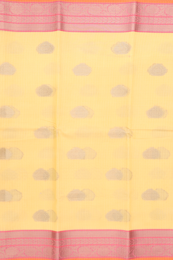Kota Cotton Saree In Yellow With Zari Motifs