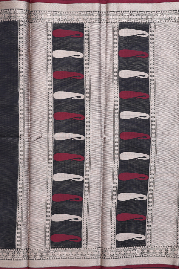 Kota Cotton Saree In Black With Zari Border