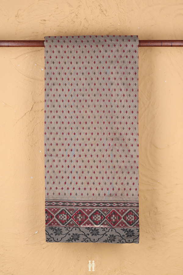 Kota Cotton Saree In Brown With Threadwork Buttis