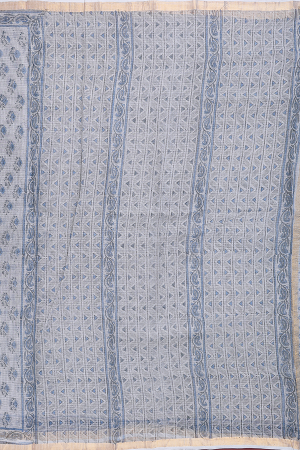 Kota Cotton Saree In Grey With Floral Design