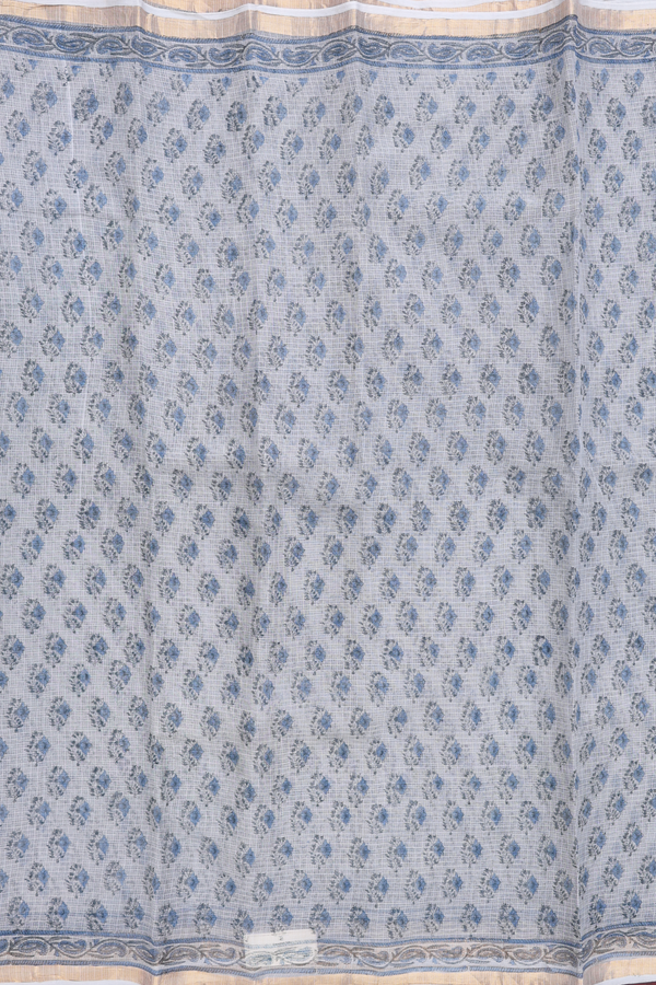 Kota Cotton Saree In Grey With Floral Design