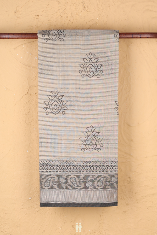 Kota Cotton Saree In Pale Brown With Printed Design