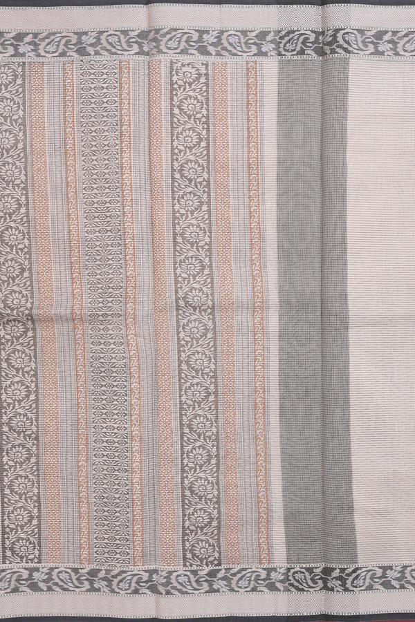 Kota Cotton Saree In Pale Brown With Printed Design