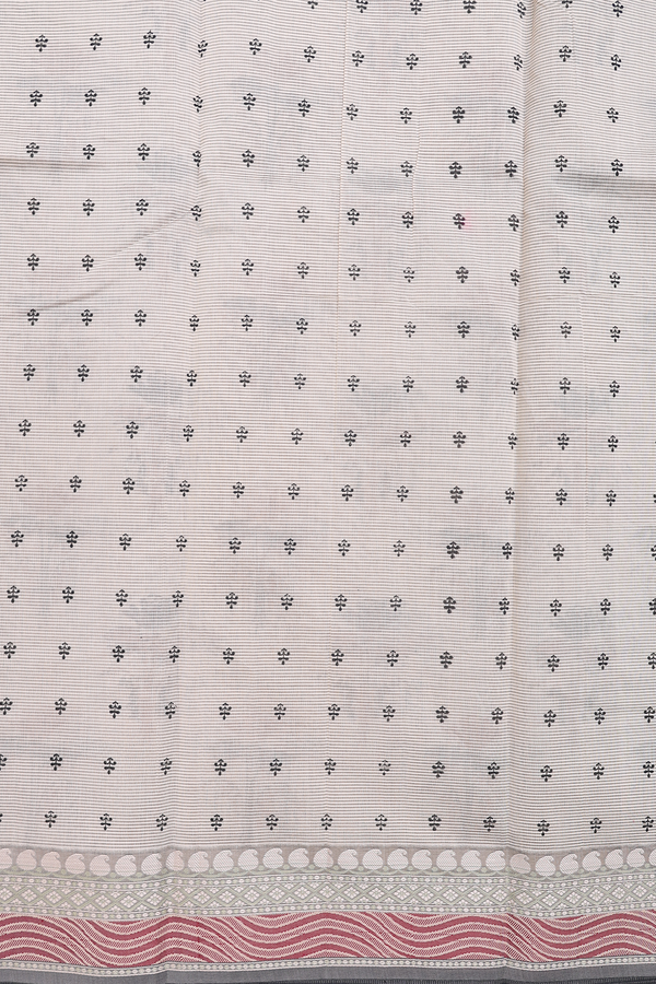 Kota Cotton Saree In Pale Brown With Floral Design
