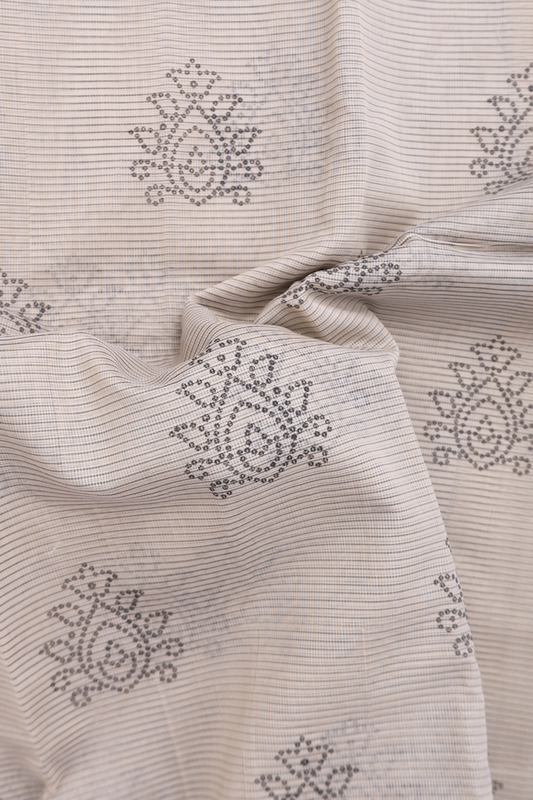 Kota Cotton Saree In Pale Brown With Printed Design