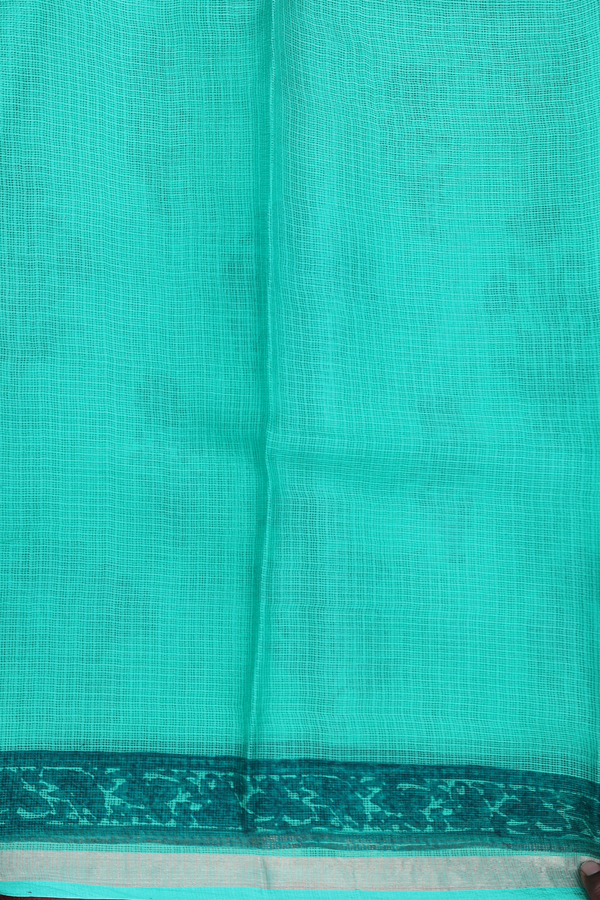 Kota Silk Saree In Aqua Green With Floral Design
