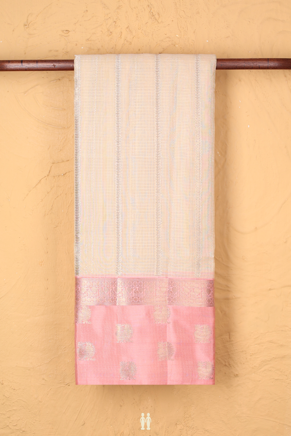 Kota Cotton Saree In Biscuit Color With Stripes Design