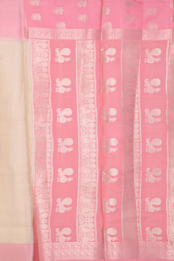Kota Cotton Saree In Biscuit Color With Stripes Design