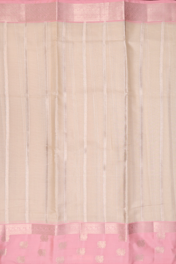 Kota Cotton Saree In Biscuit Color With Stripes Design