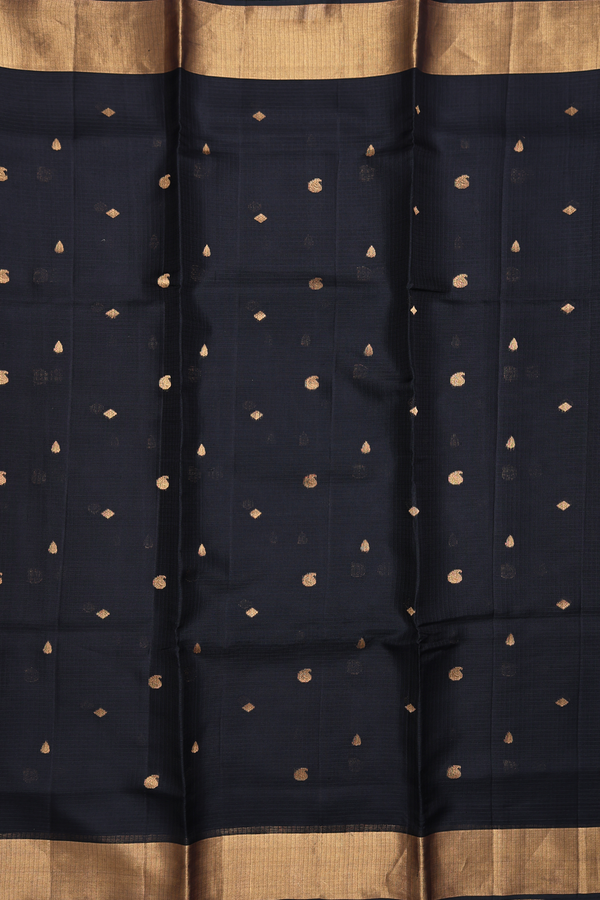 Kota Silk Saree In Black With Paisley Buttas