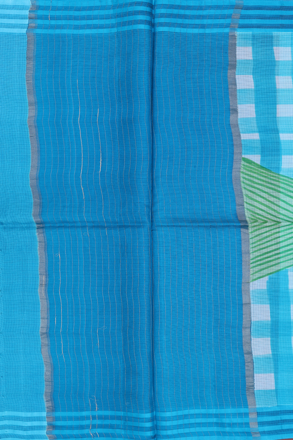 Kota Silk Saree In Blue And White With Checks Design