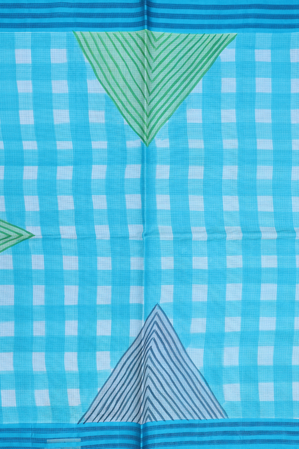 Kota Silk Saree In Blue And White With Checks Design