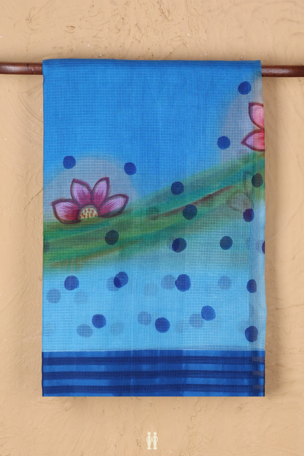 Kota Silk Saree In Blue With Floral Design