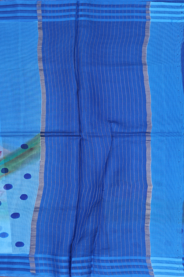 Kota Silk Saree In Blue With Floral Design
