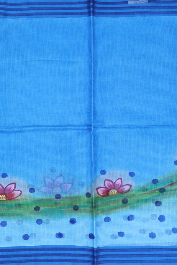 Kota Silk Saree In Blue With Floral Design