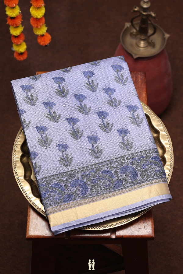 Kota Silk Saree In Blue With Floral Printed Design