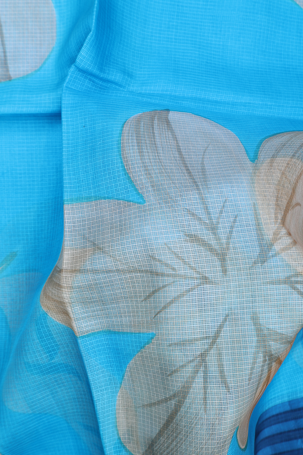 Kota Silk Saree In Blue With Floral Printed Design
