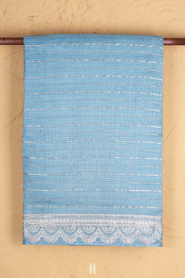 Kota Silk Saree In Blue With Stripes Design