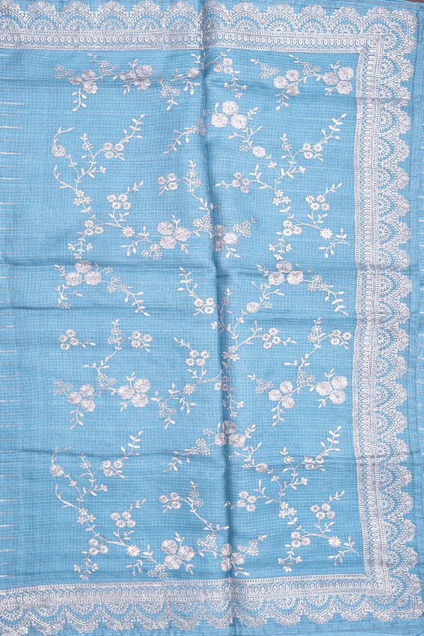 Kota Silk Saree In Blue With Stripes Design