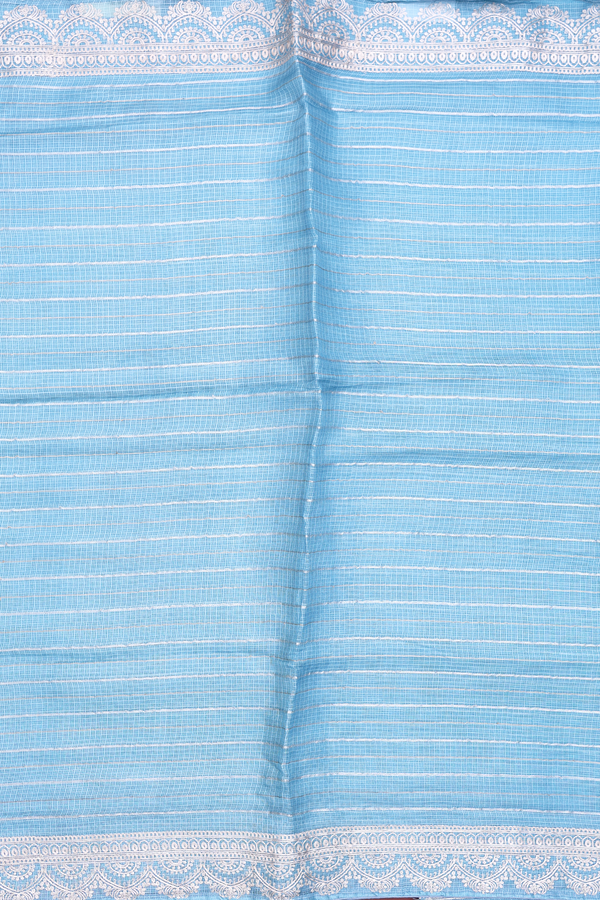Kota Silk Saree In Blue With Stripes Design