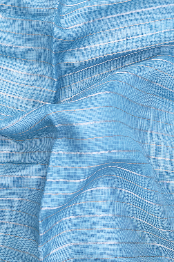 Kota Silk Saree In Blue With Stripes Design