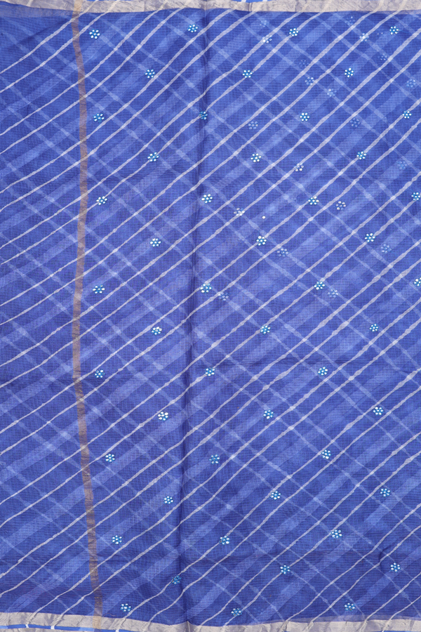 Kota Silk Saree In Blue With Threadwork Buttas