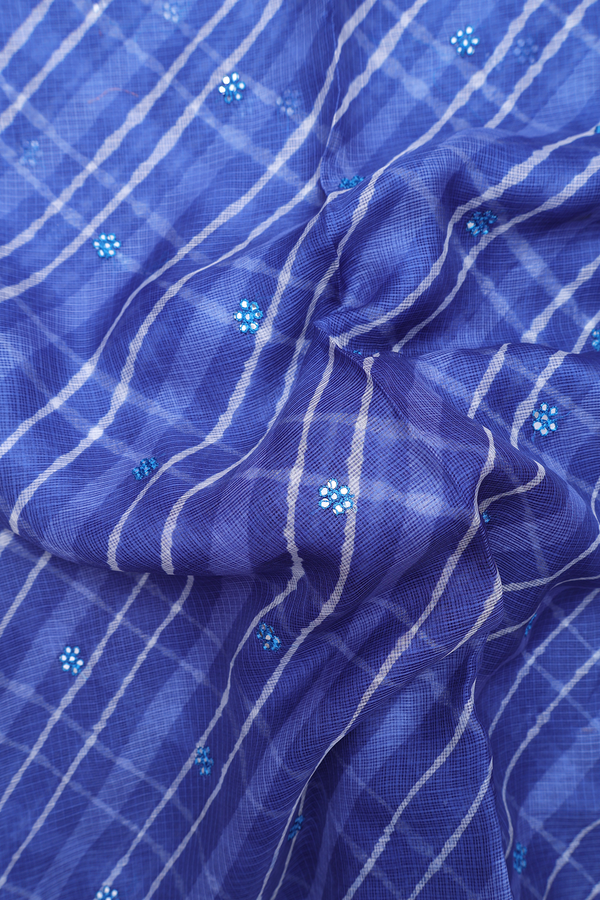 Kota Silk Saree In Blue With Threadwork Buttas