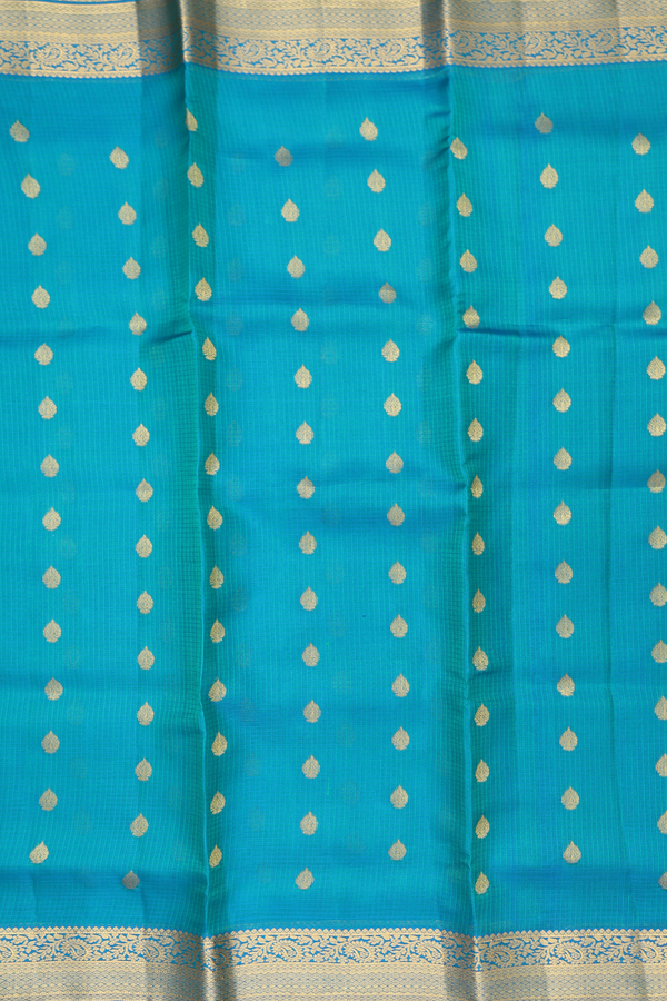 Kota Silk Saree In Teal Blue With Zari Buttas