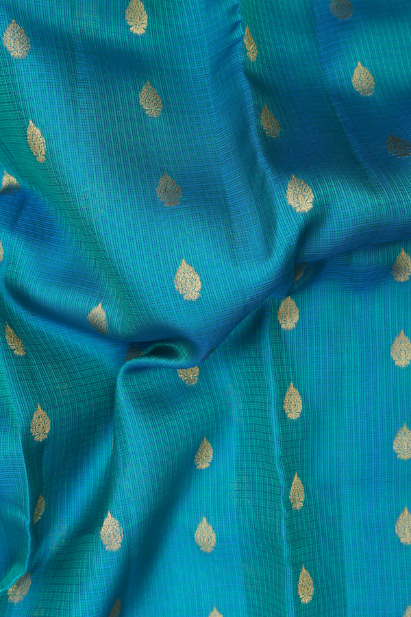 Kota Silk Saree In Teal Blue With Zari Buttas