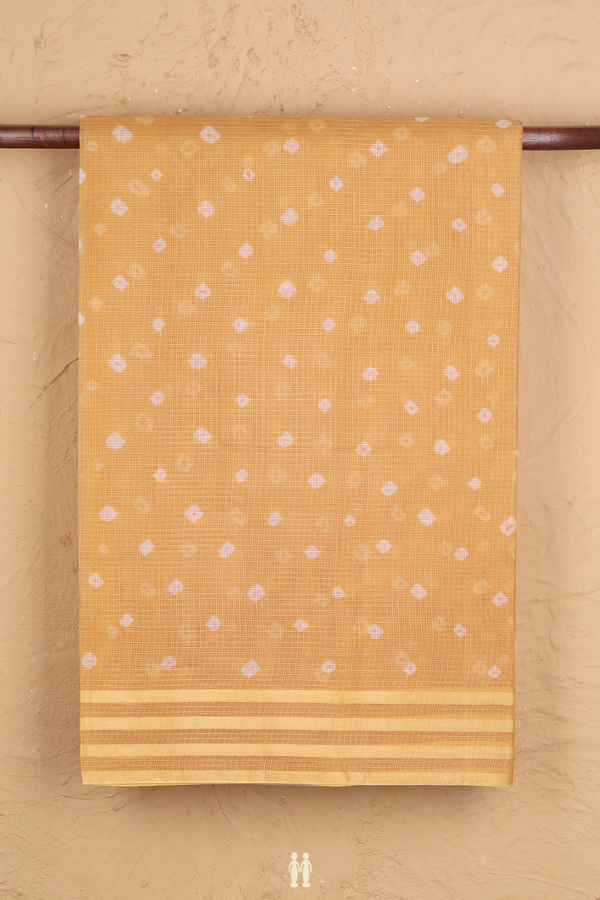 Kota Silk Saree In Brick Yellow With Diamond Design