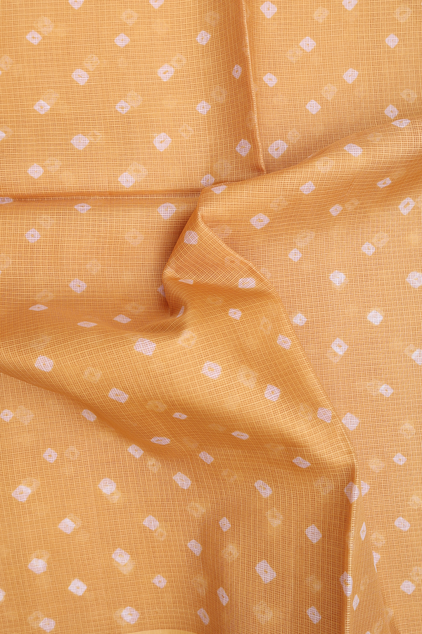 Kota Silk Saree In Brick Yellow With Diamond Design