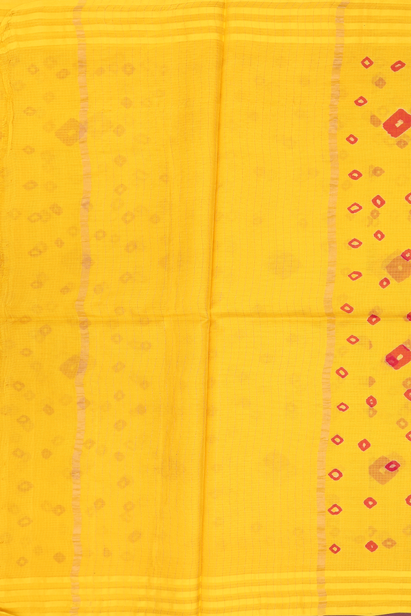 Kota Silk Saree In Bright Yellow With Diamond Design