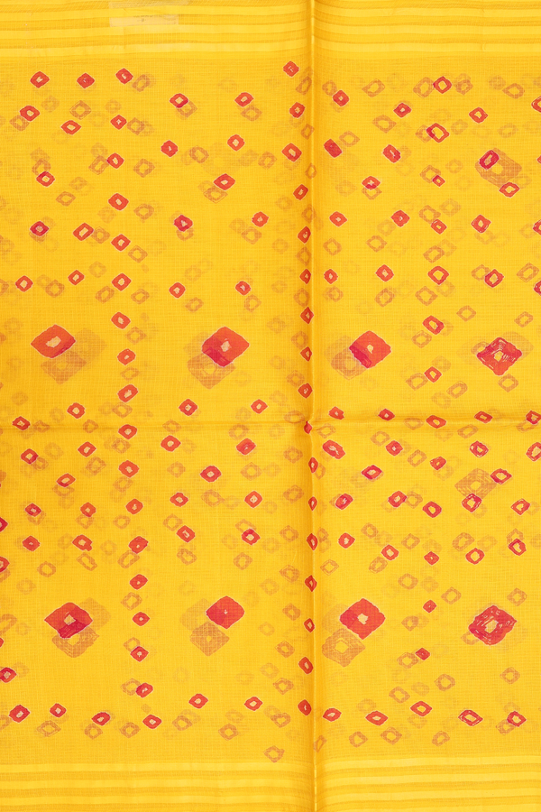 Kota Silk Saree In Bright Yellow With Diamond Design