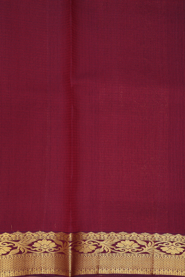 Kota Silk Saree In Burgundy Red With Zari Buttas