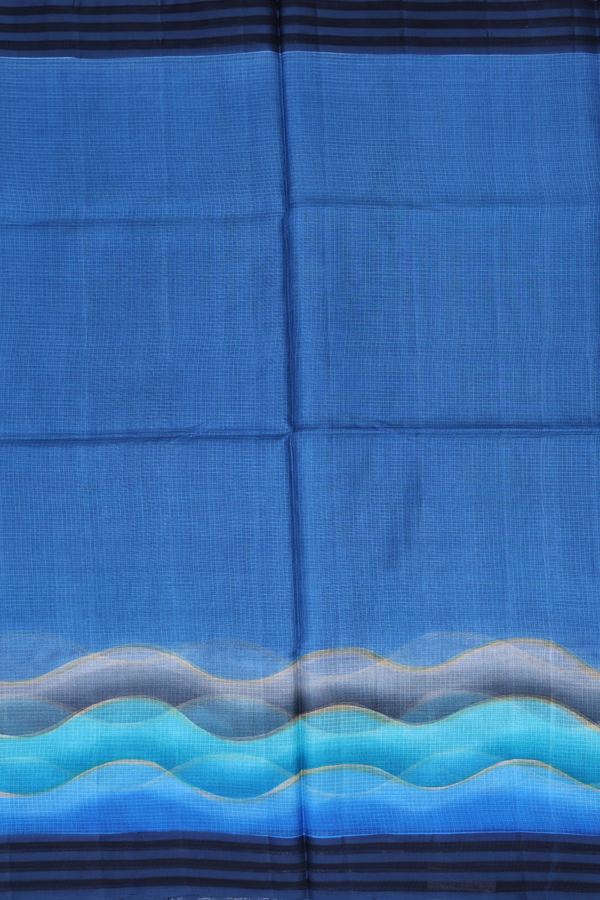 Kota Silk Saree In Cobalt Blue With Printed Border