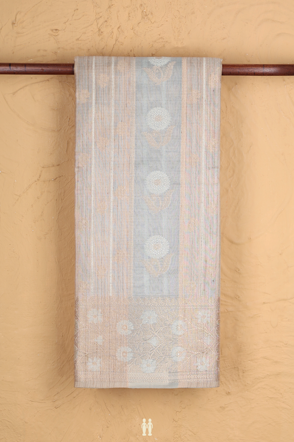 Kota Cotton Saree In Cream And Blue With Stripes Design