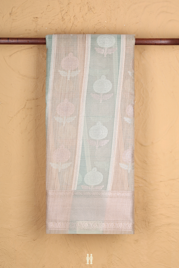 Kota Cotton Saree In Cream And Green With Stripes Design